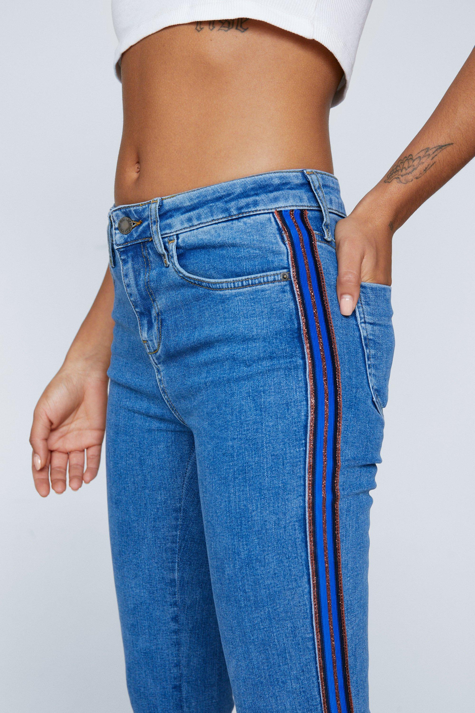 Strip hot sale jeans pant